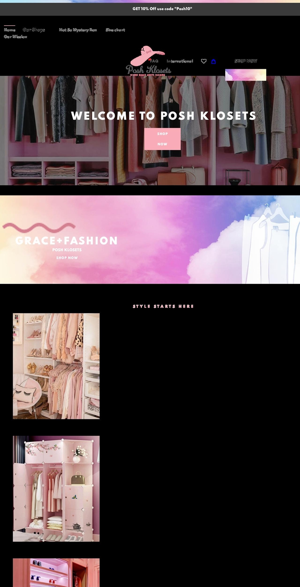 poshklosets.com shopify website screenshot