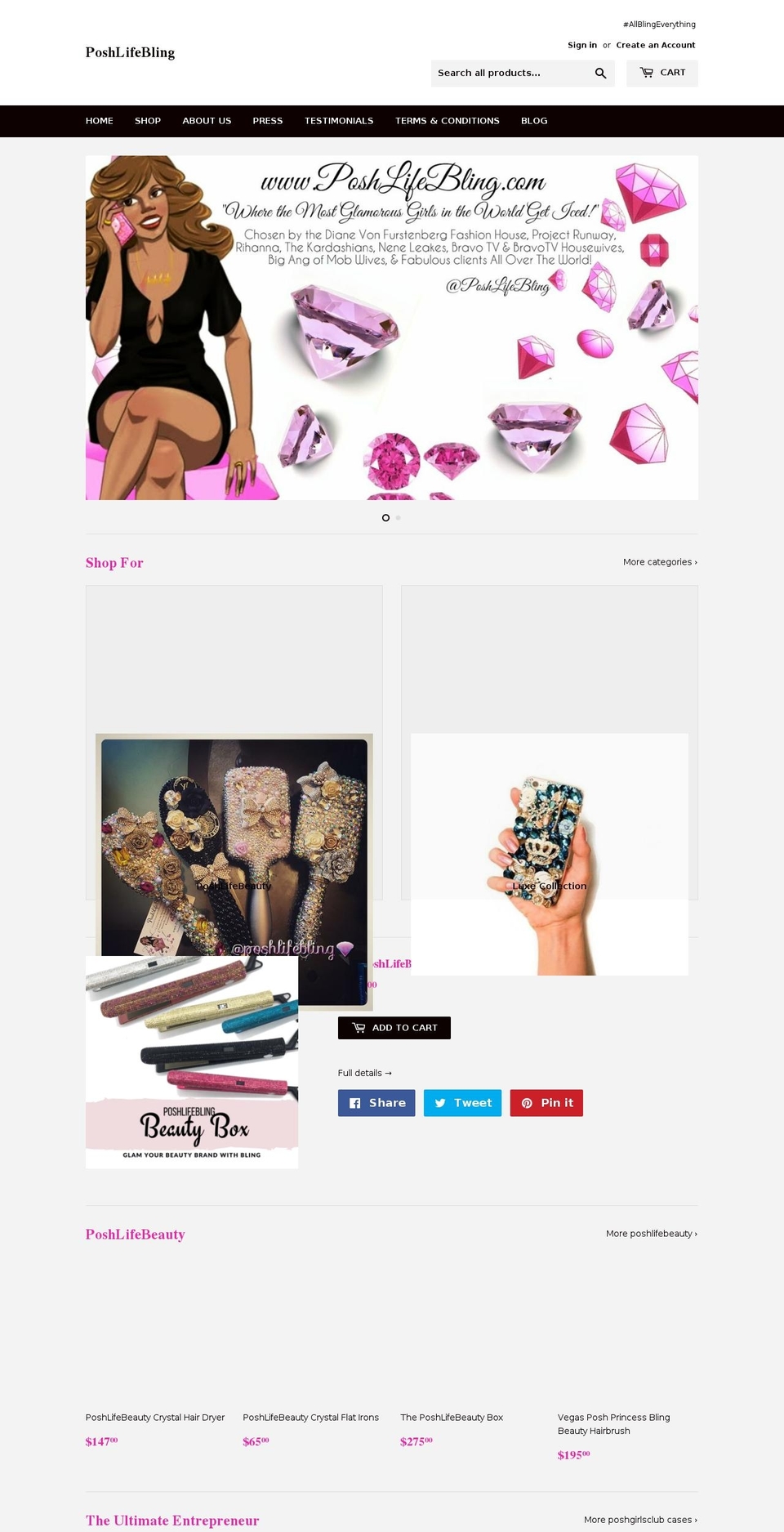 poshlifebling.com — Shopify storefront screenshot