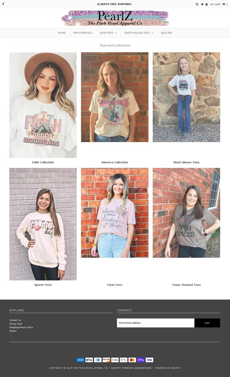 poshpearlapparel.com shopify website screenshot
