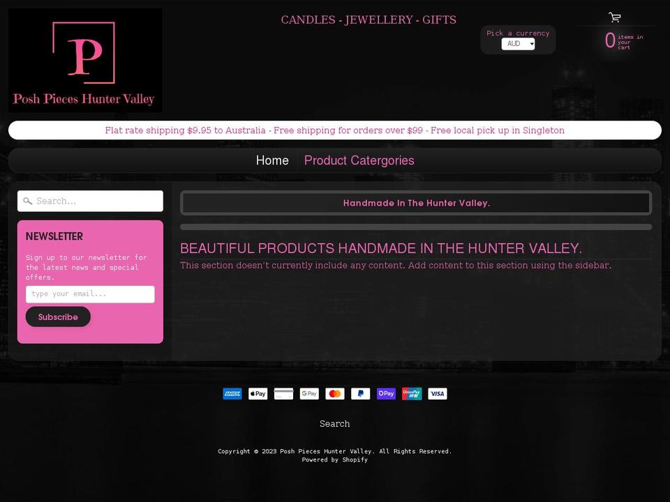 poshpieceshuntervalley.com.au shopify website screenshot