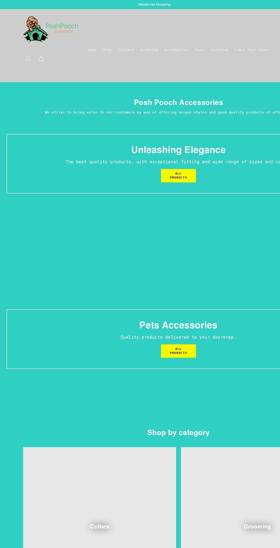 poshpoochaccessories.com shopify website screenshot