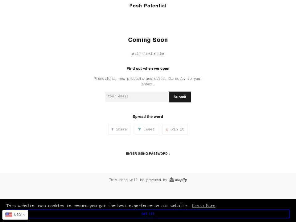 poshpotential.com shopify website screenshot