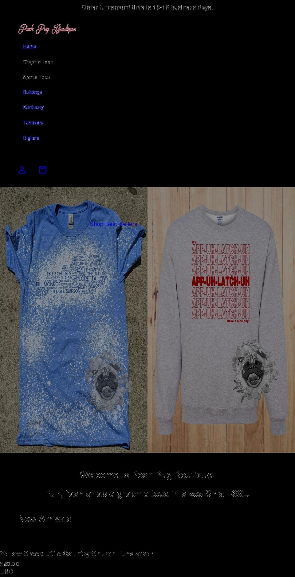 poshpugboutique.com shopify website screenshot
