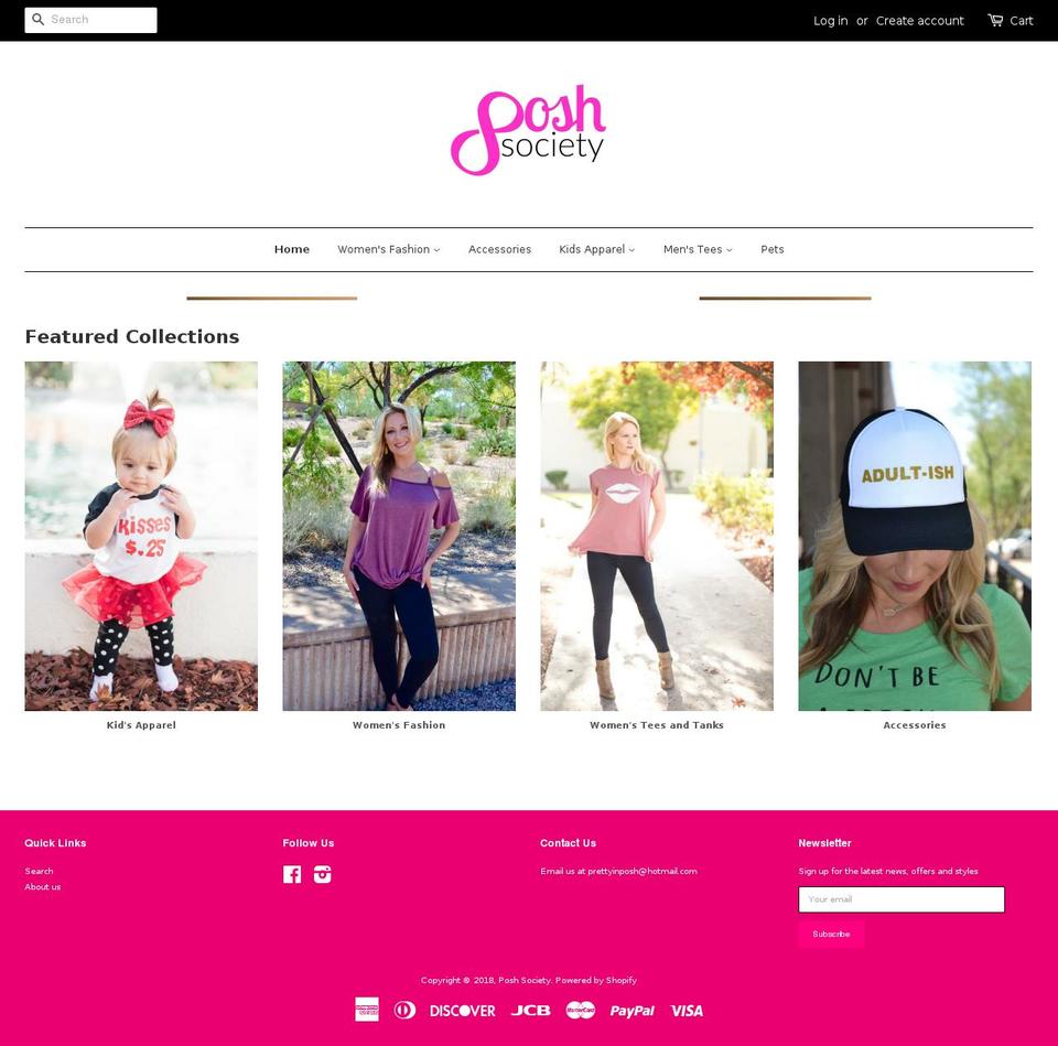 poshsociety.net shopify website screenshot