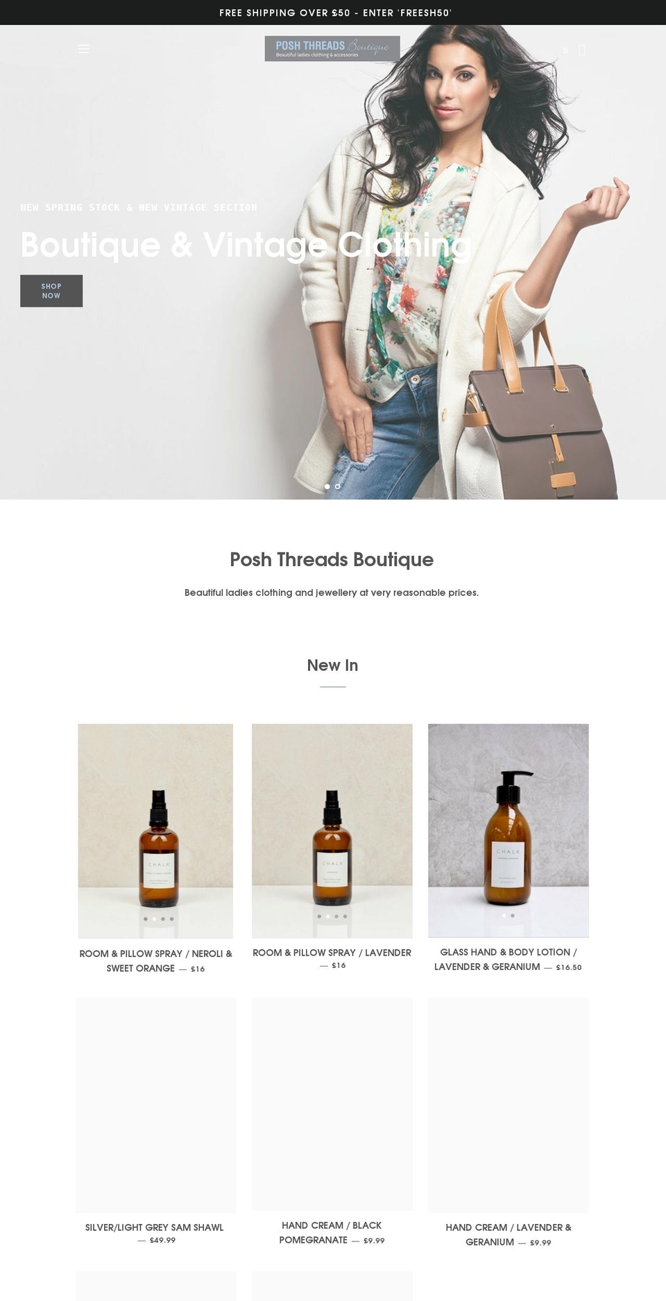 poshthreads.co.uk shopify website screenshot