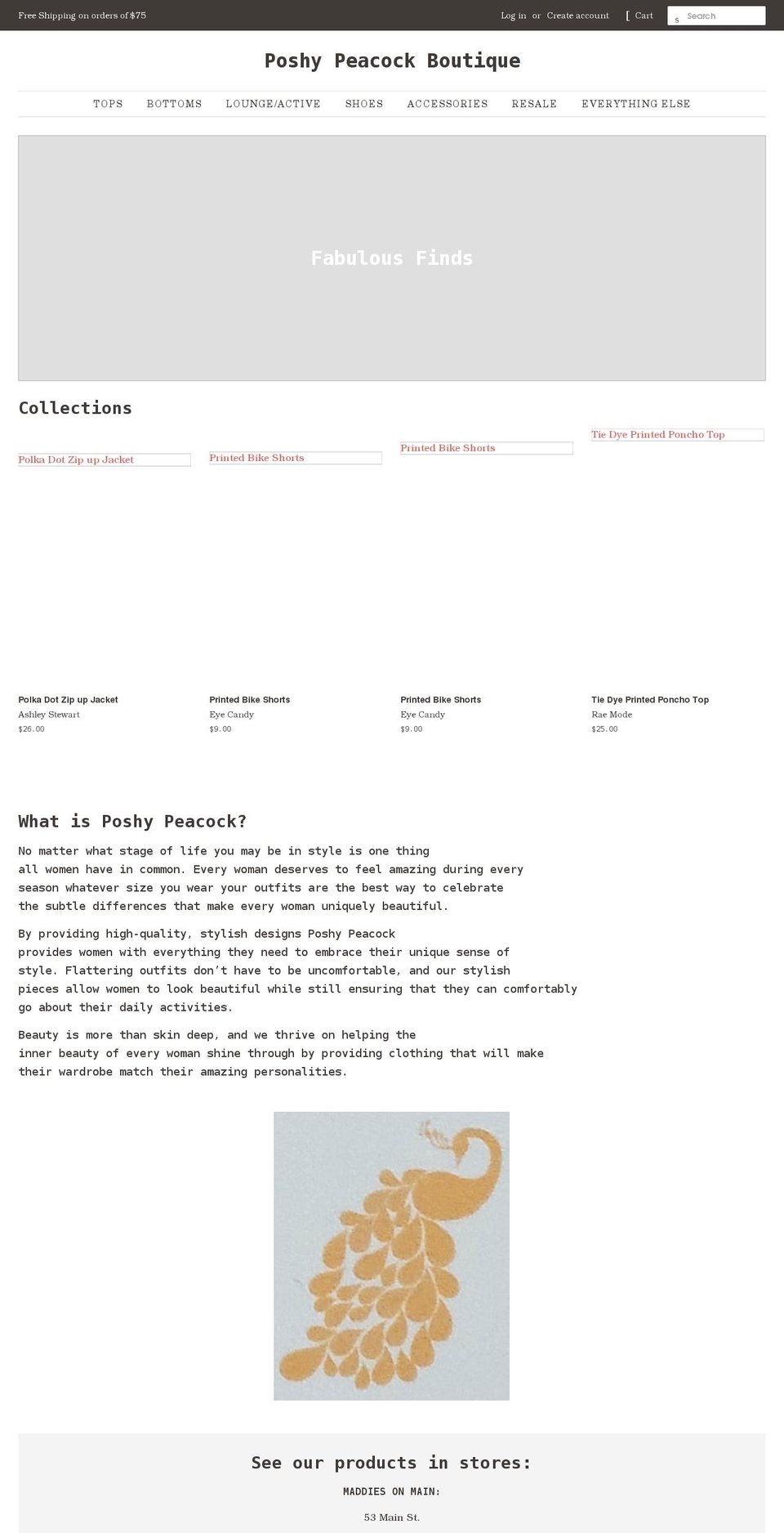 poshypeacock.com shopify website screenshot