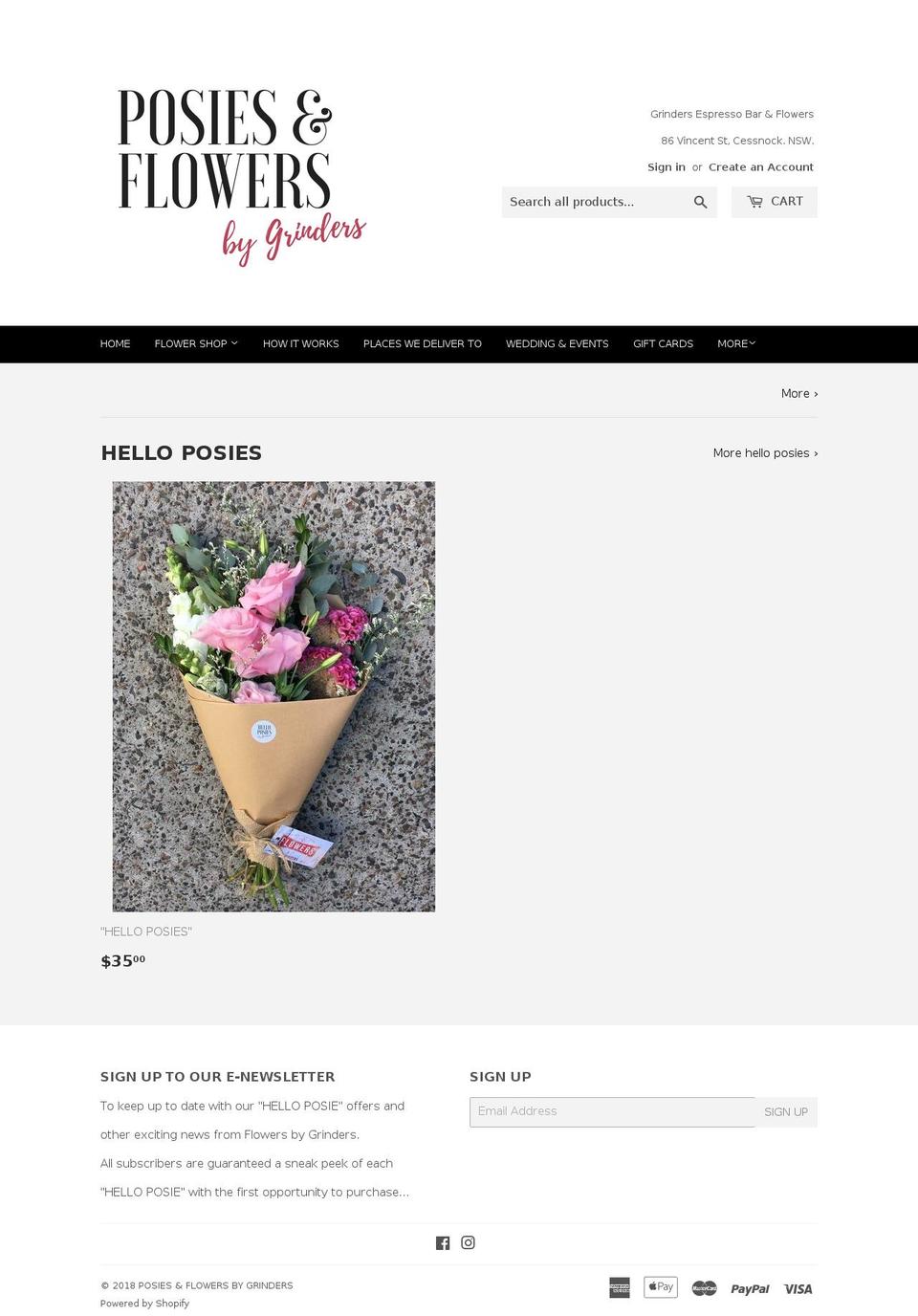 posieflowersbygrinders.com shopify website screenshot
