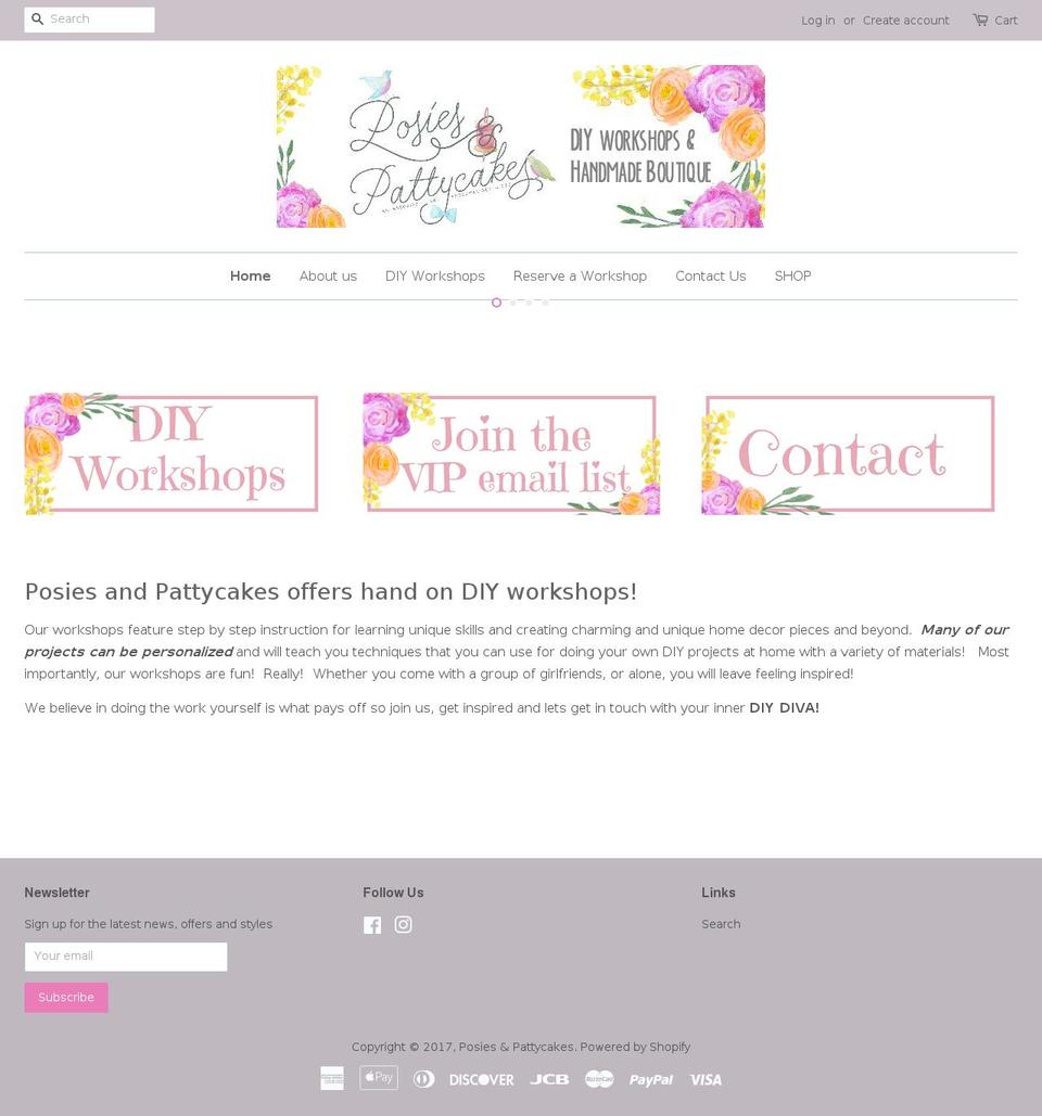 posiesandpattycakes.com shopify website screenshot