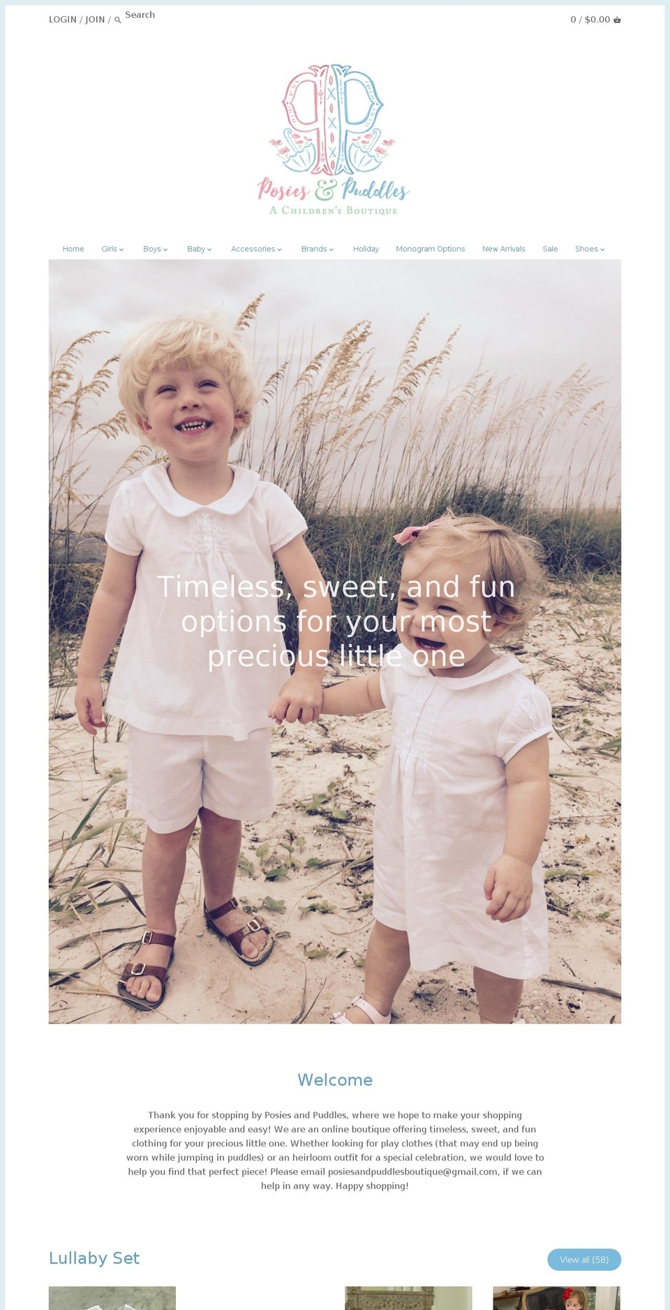 posiesandpuddles.com shopify website screenshot
