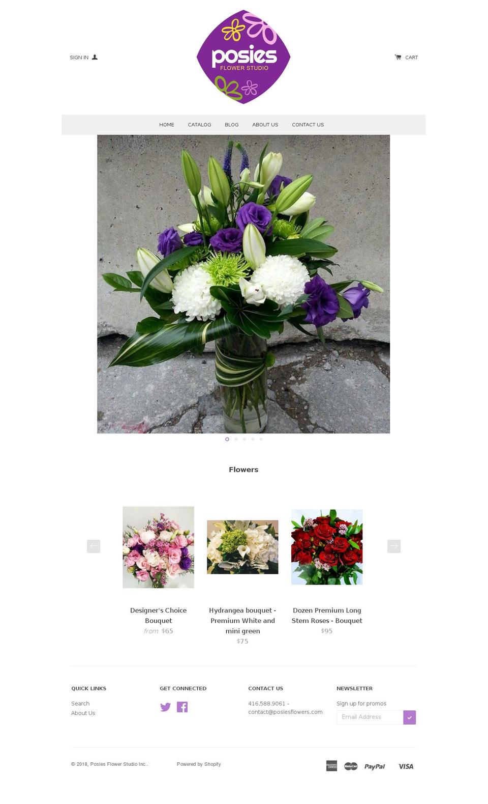 posiesfineflowers.com — Shopify storefront screenshot