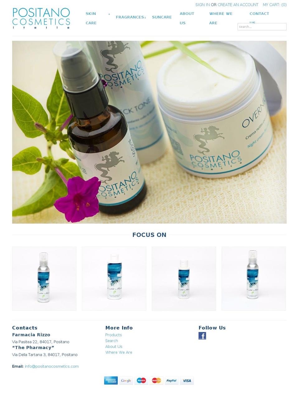 positanocosmetics.com — Shopify storefront screenshot
