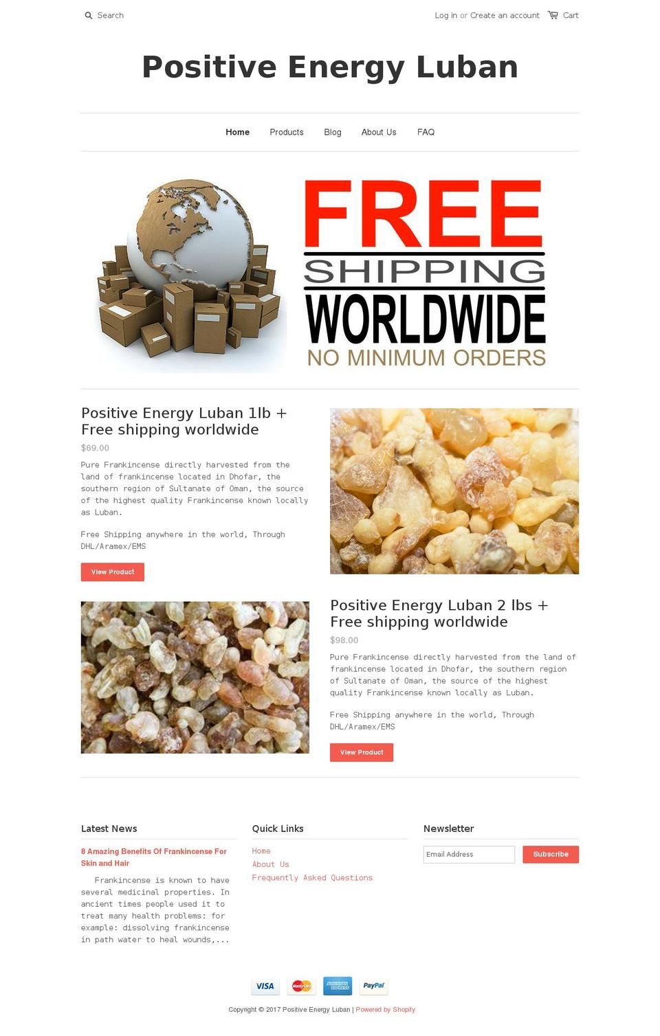 positive-energy-luban.com shopify website screenshot