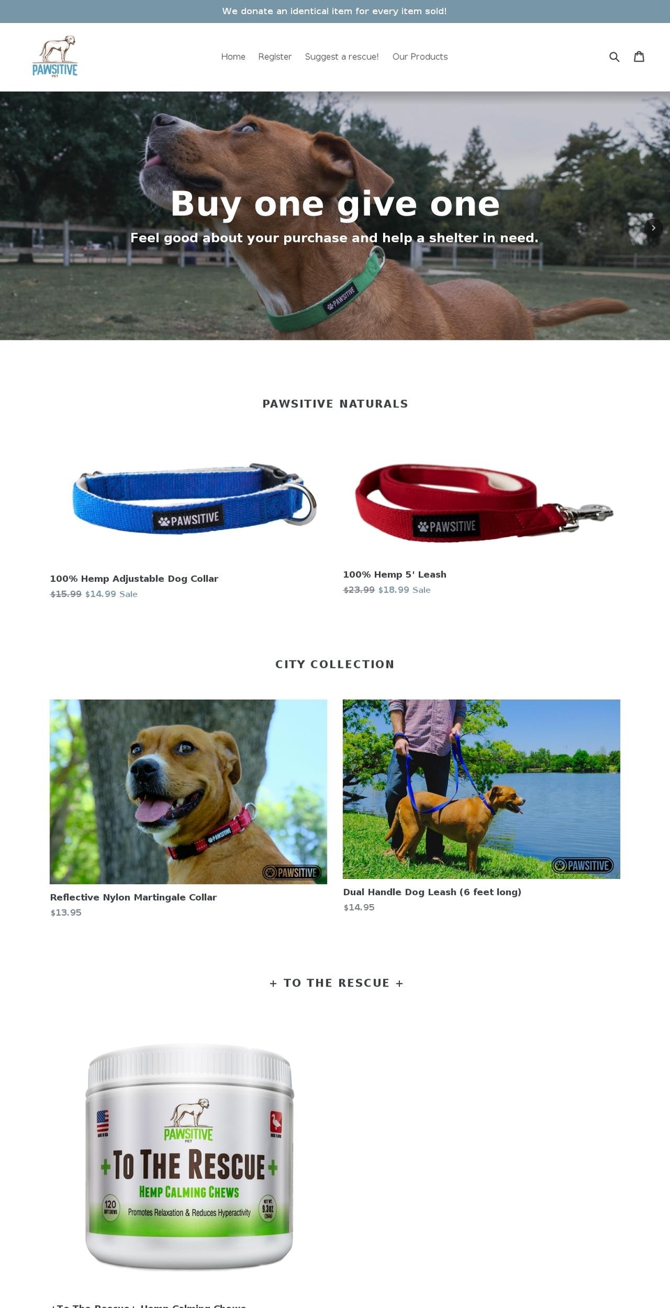positivecollars.com — Shopify storefront screenshot
