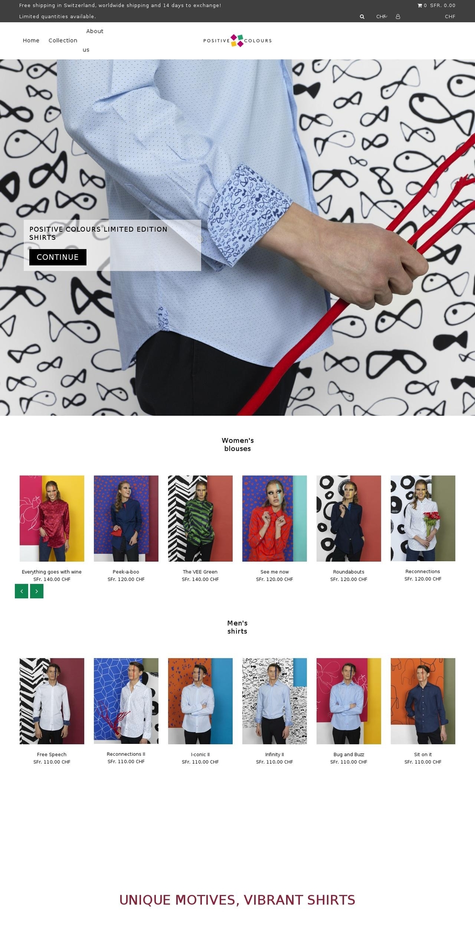 positivecolors.com — Shopify storefront screenshot