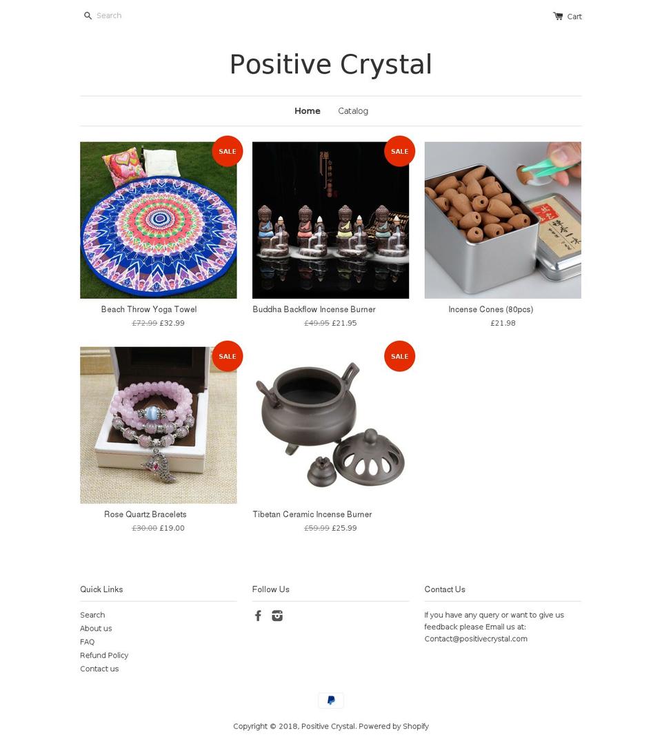 positivecrystal.com — Shopify storefront screenshot