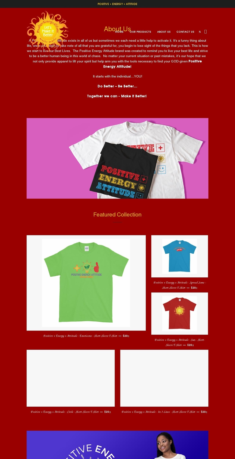 positiveenergyattitude.com shopify website screenshot