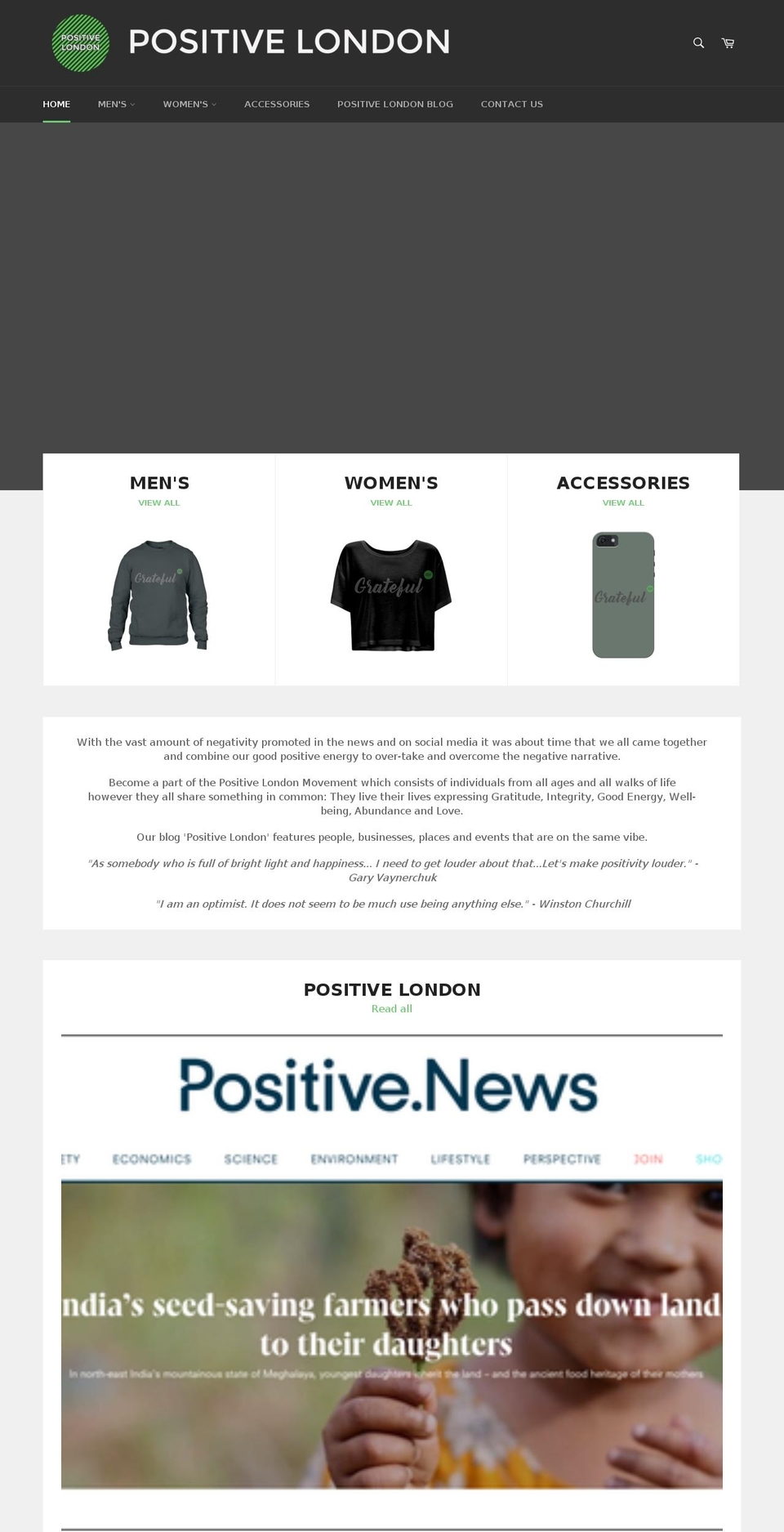 positivelondon.com shopify website screenshot