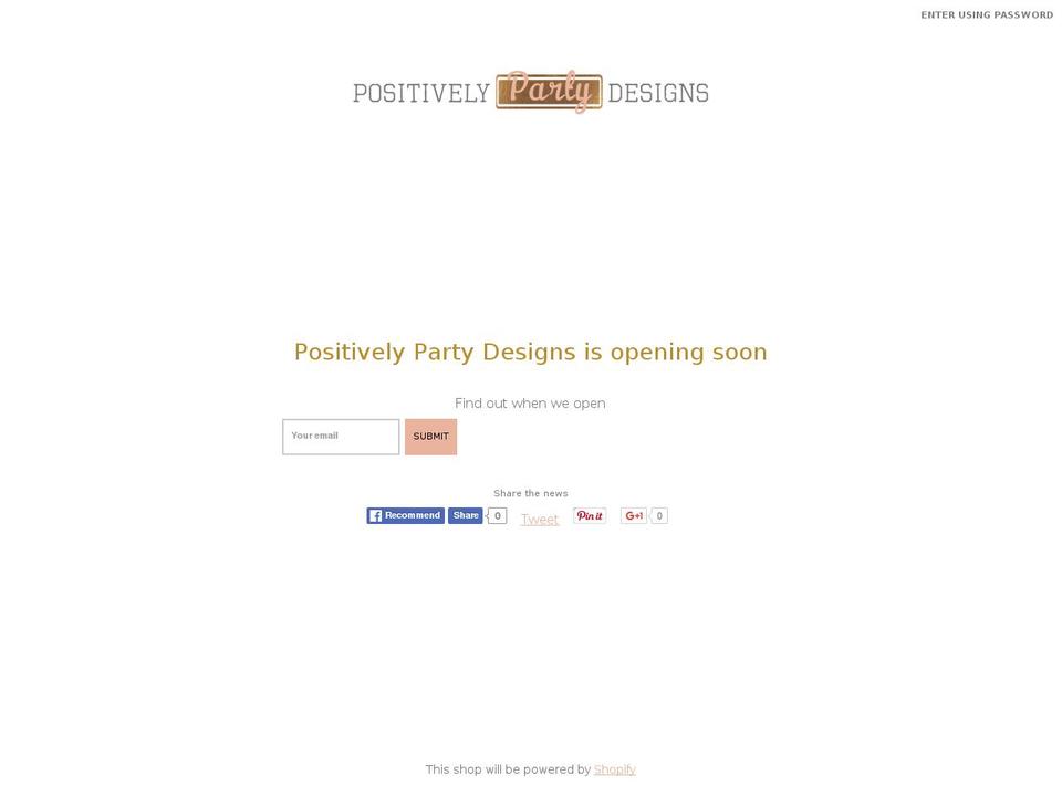 positivelypartydesigns.com shopify website screenshot
