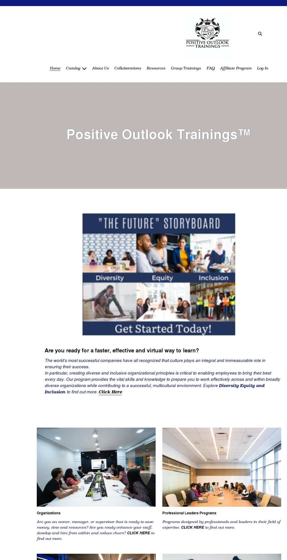 positiveoutlooktrainings.com shopify website screenshot