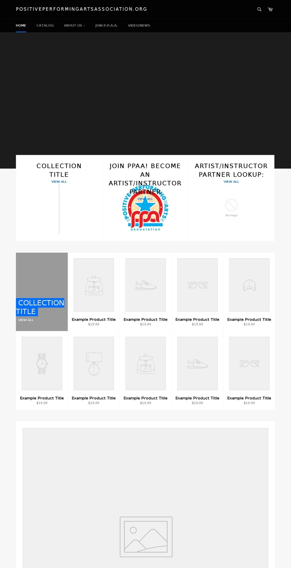 positiveperformingartsassociation.com shopify website screenshot
