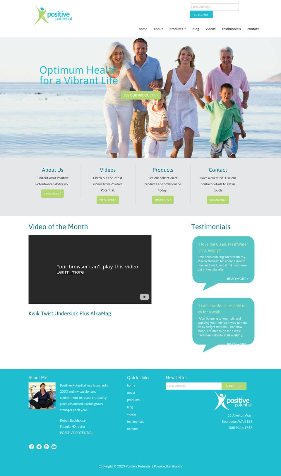 positivepotential.myshopify.com shopify website screenshot