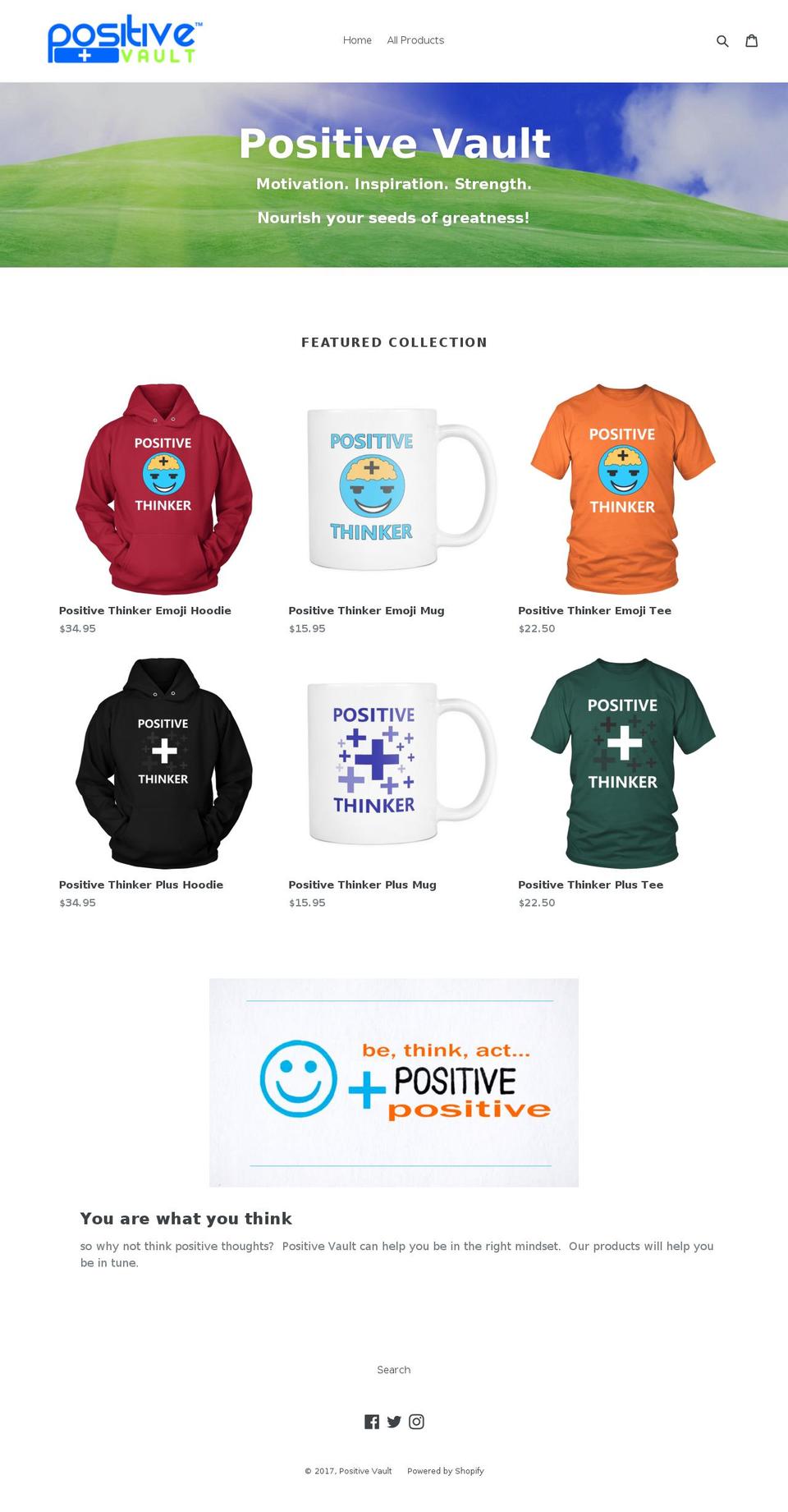positivevault.com shopify website screenshot