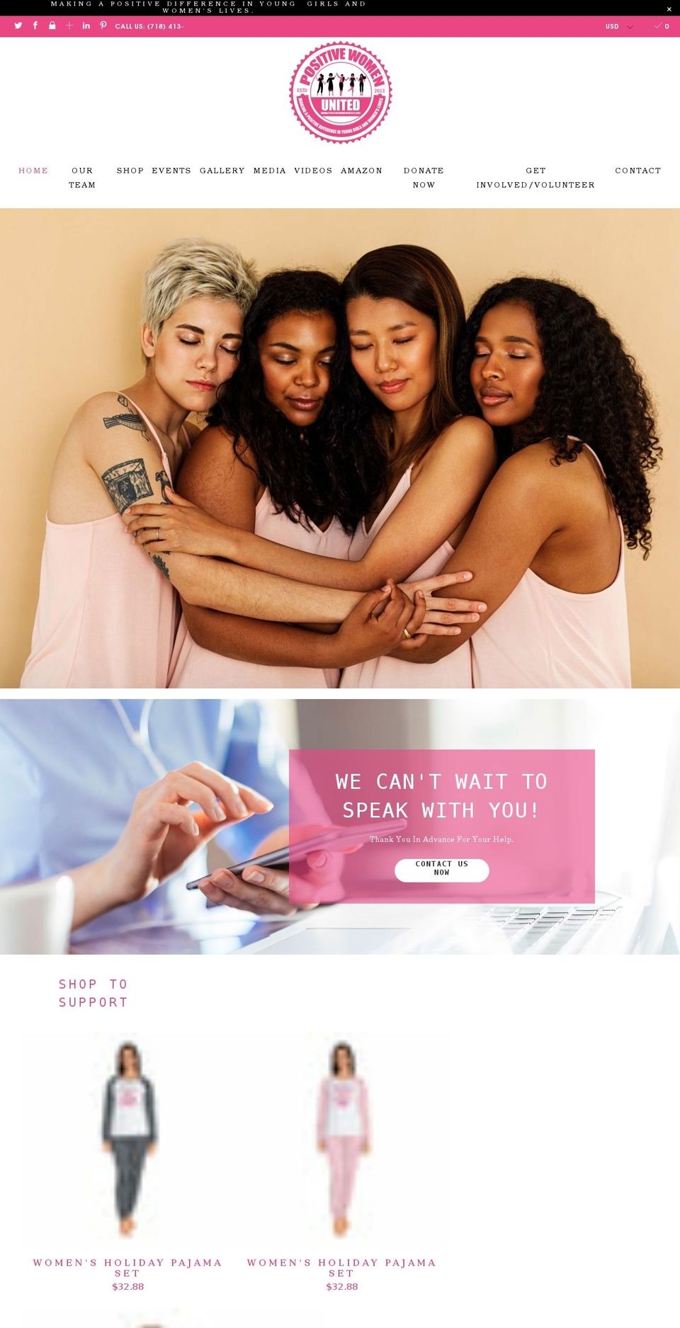 positivewomenunited.org shopify website screenshot