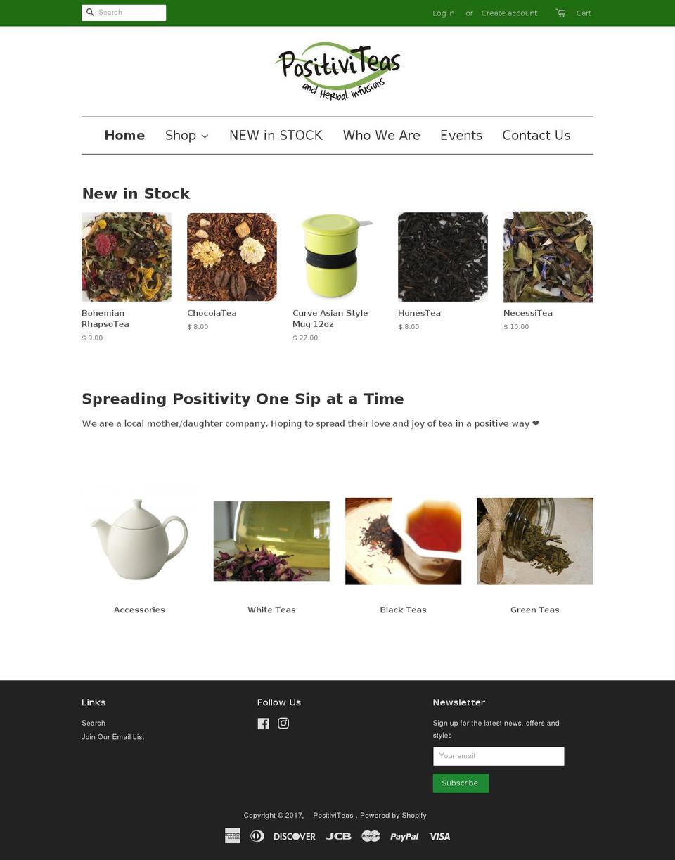 positiviteas.com shopify website screenshot