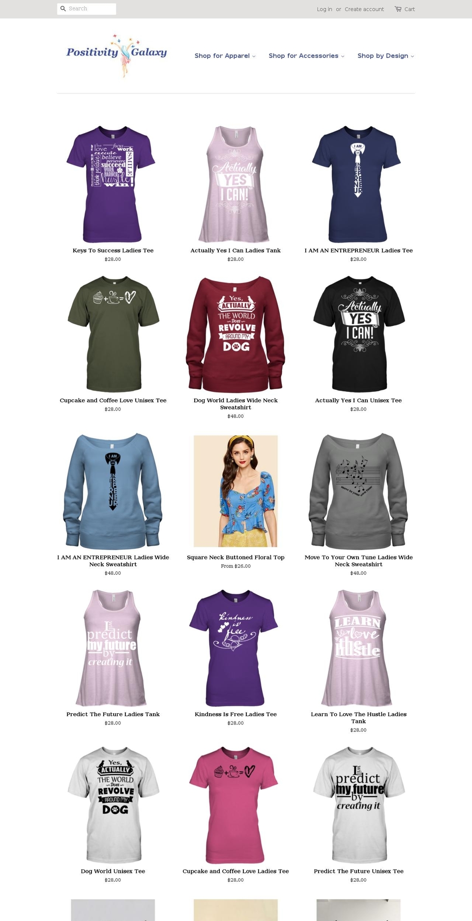 positivitygalaxy.com — Shopify storefront screenshot