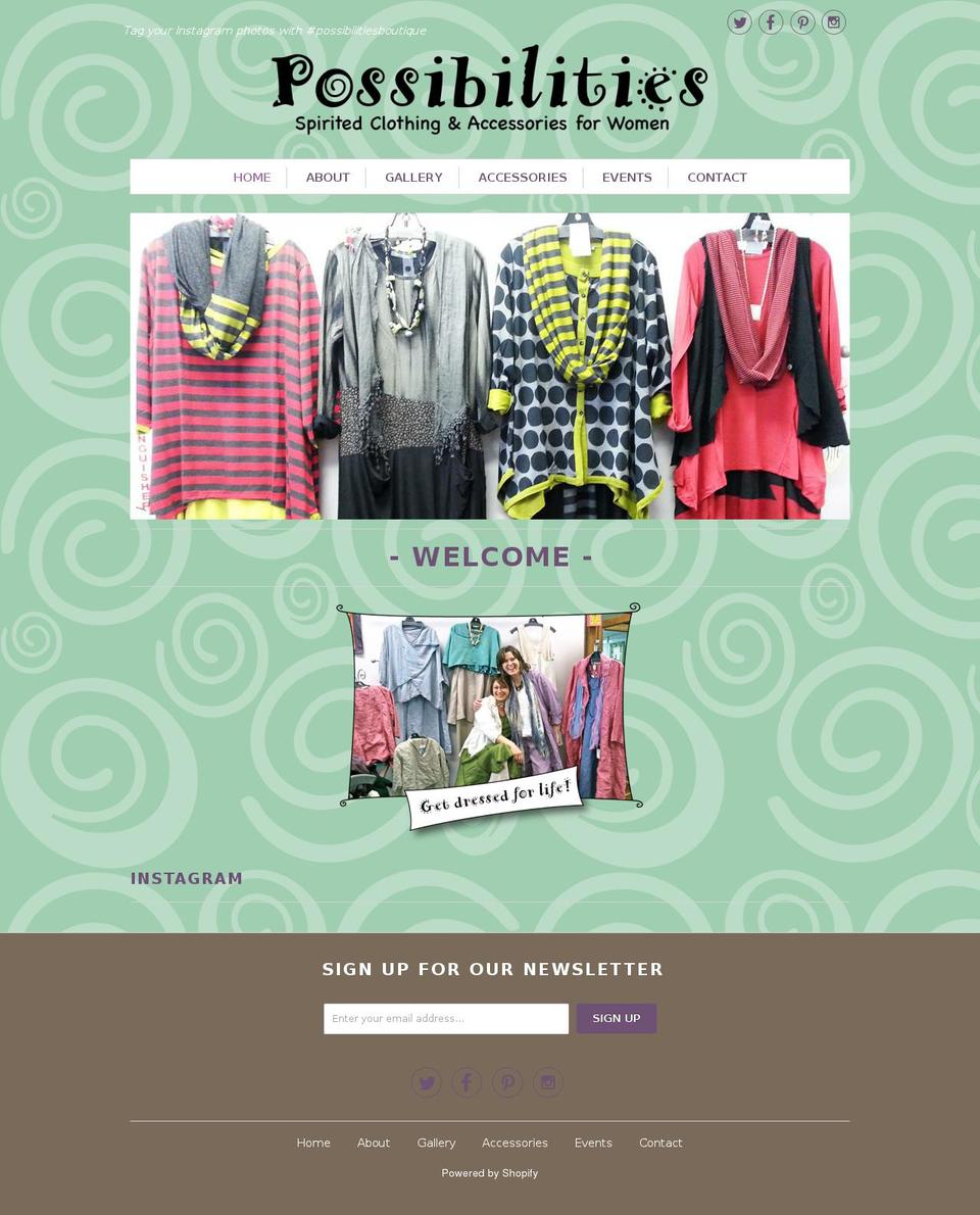 possibilitiesboutique.net shopify website screenshot