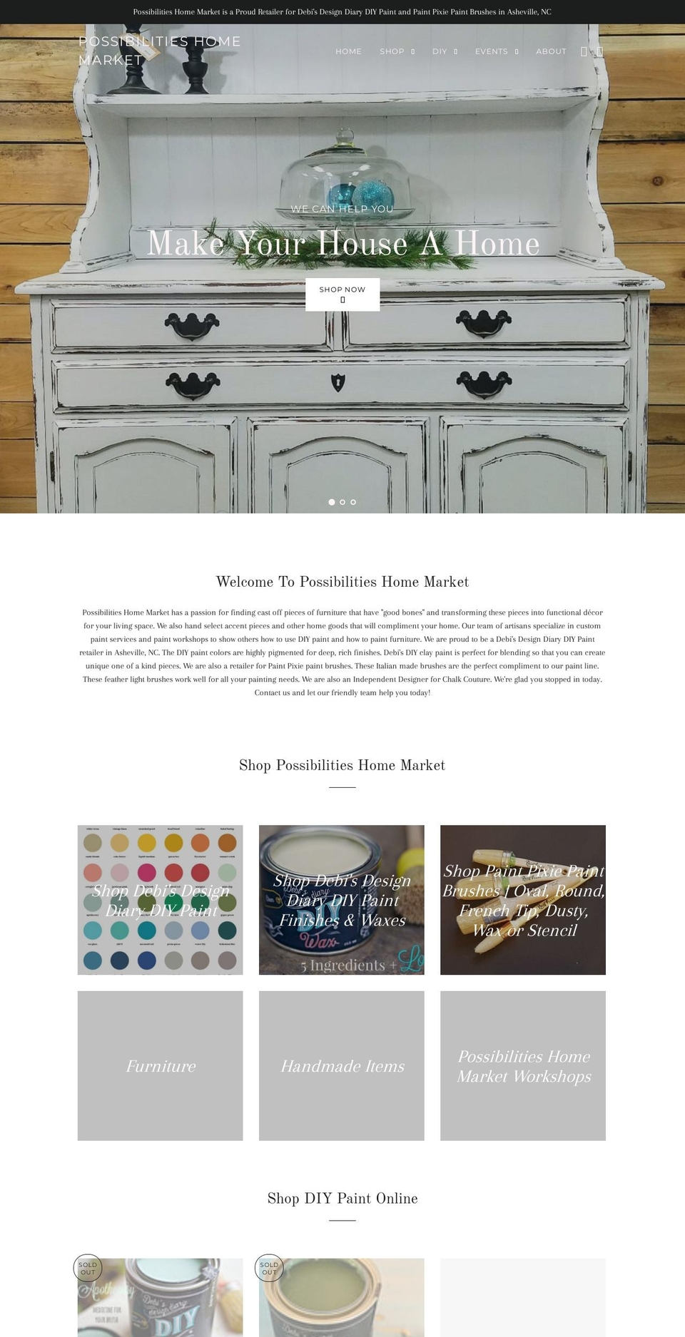 possibilitieshomemarket.com — Shopify storefront screenshot