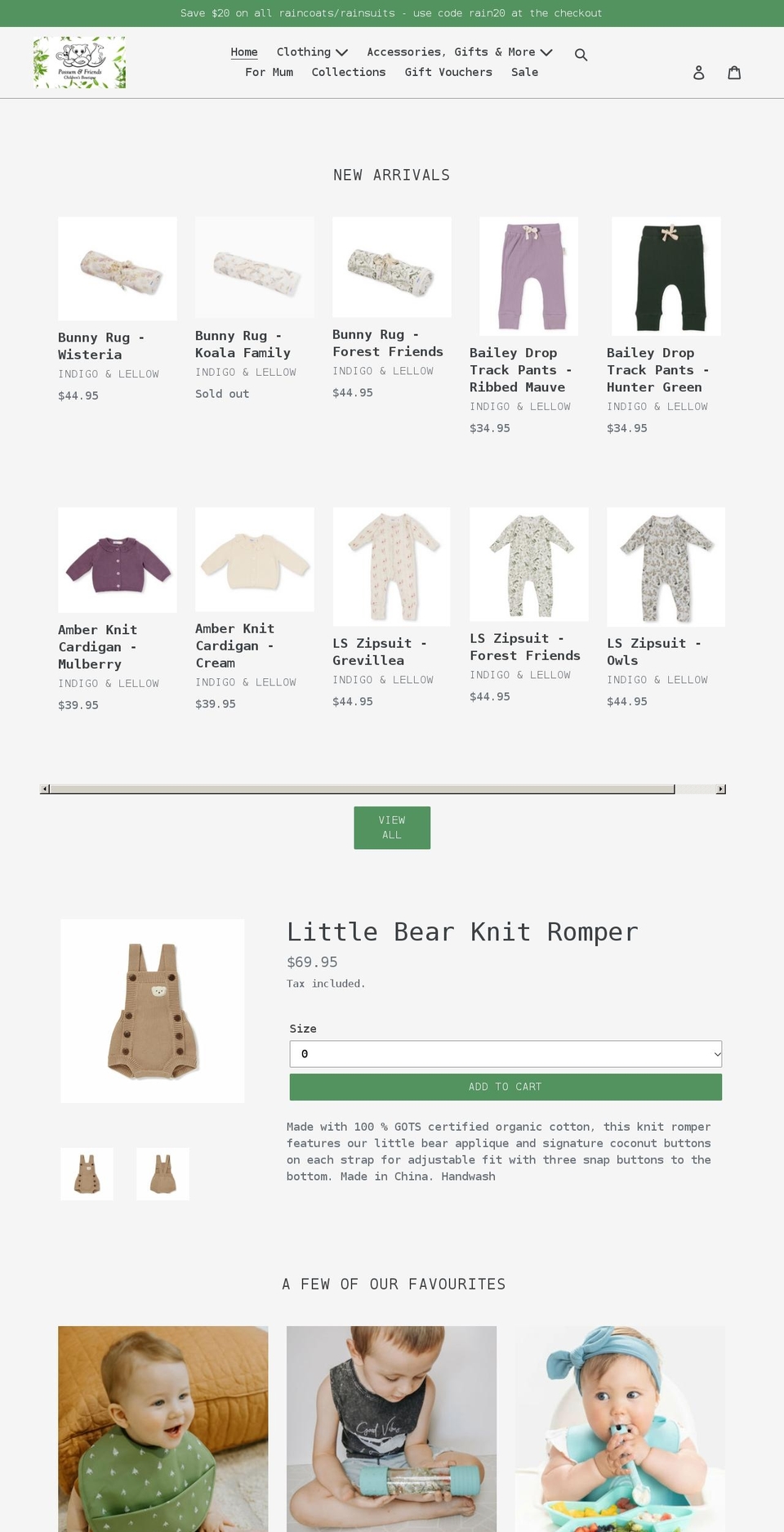 possumandfriends.com.au shopify website screenshot