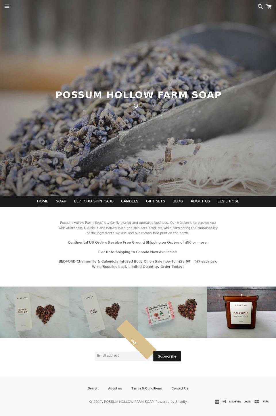 possumhollowfarmsoap.net shopify website screenshot