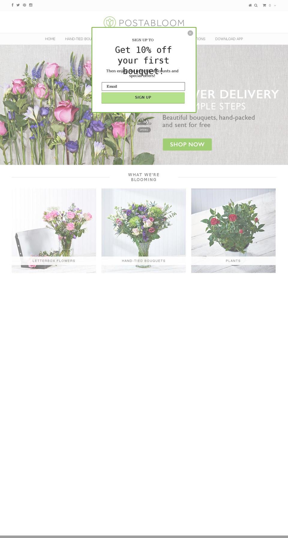 postabloom.co.uk shopify website screenshot