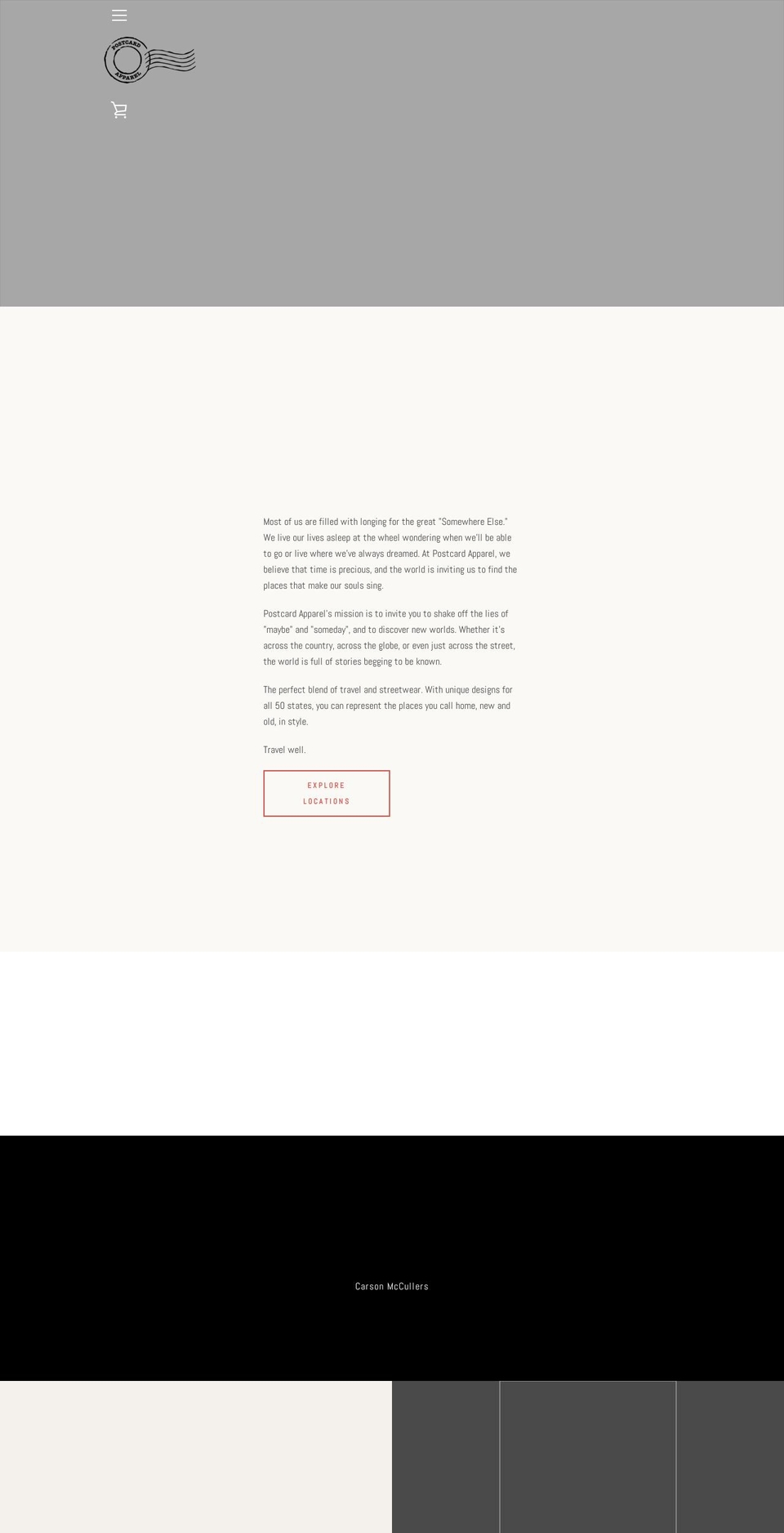 postcardapparel.com — Shopify storefront screenshot