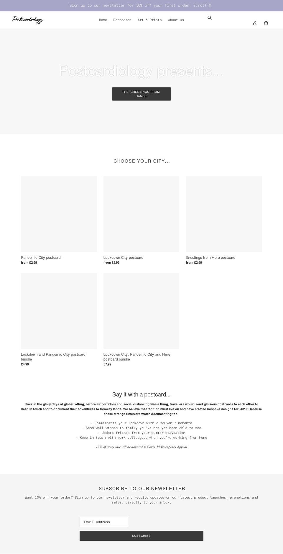 postcardiology.com shopify website screenshot