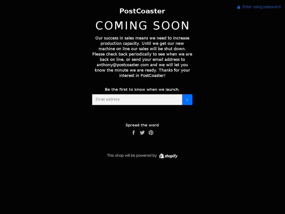 postcoaster.com — Shopify storefront screenshot