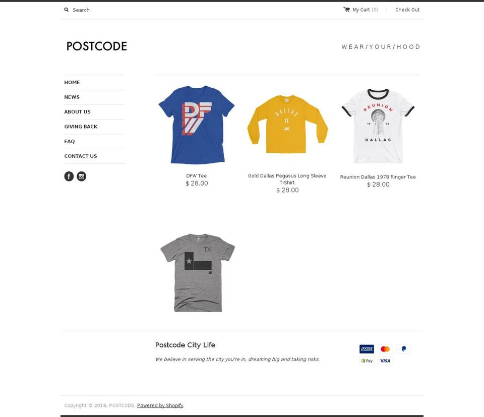 postcodestore.com shopify website screenshot