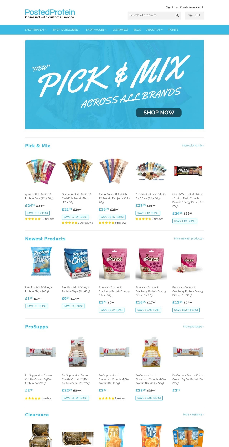 Refresh Shopify theme site example postedprotein.co.uk