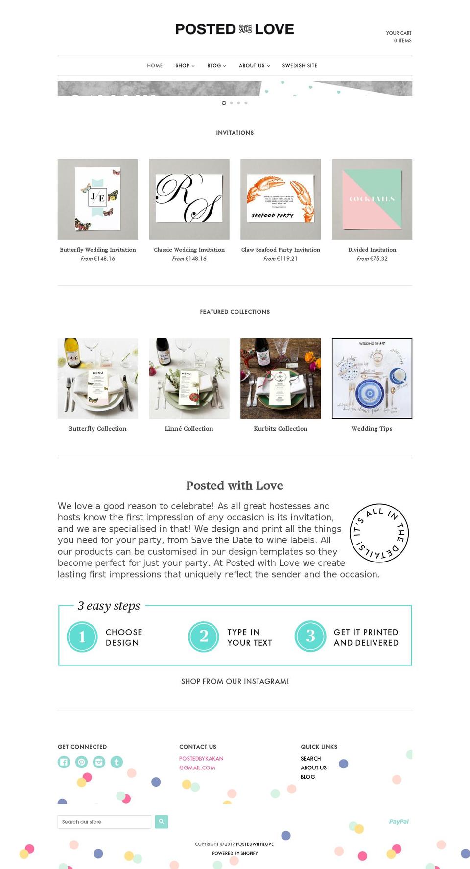 postedwithlove.com shopify website screenshot