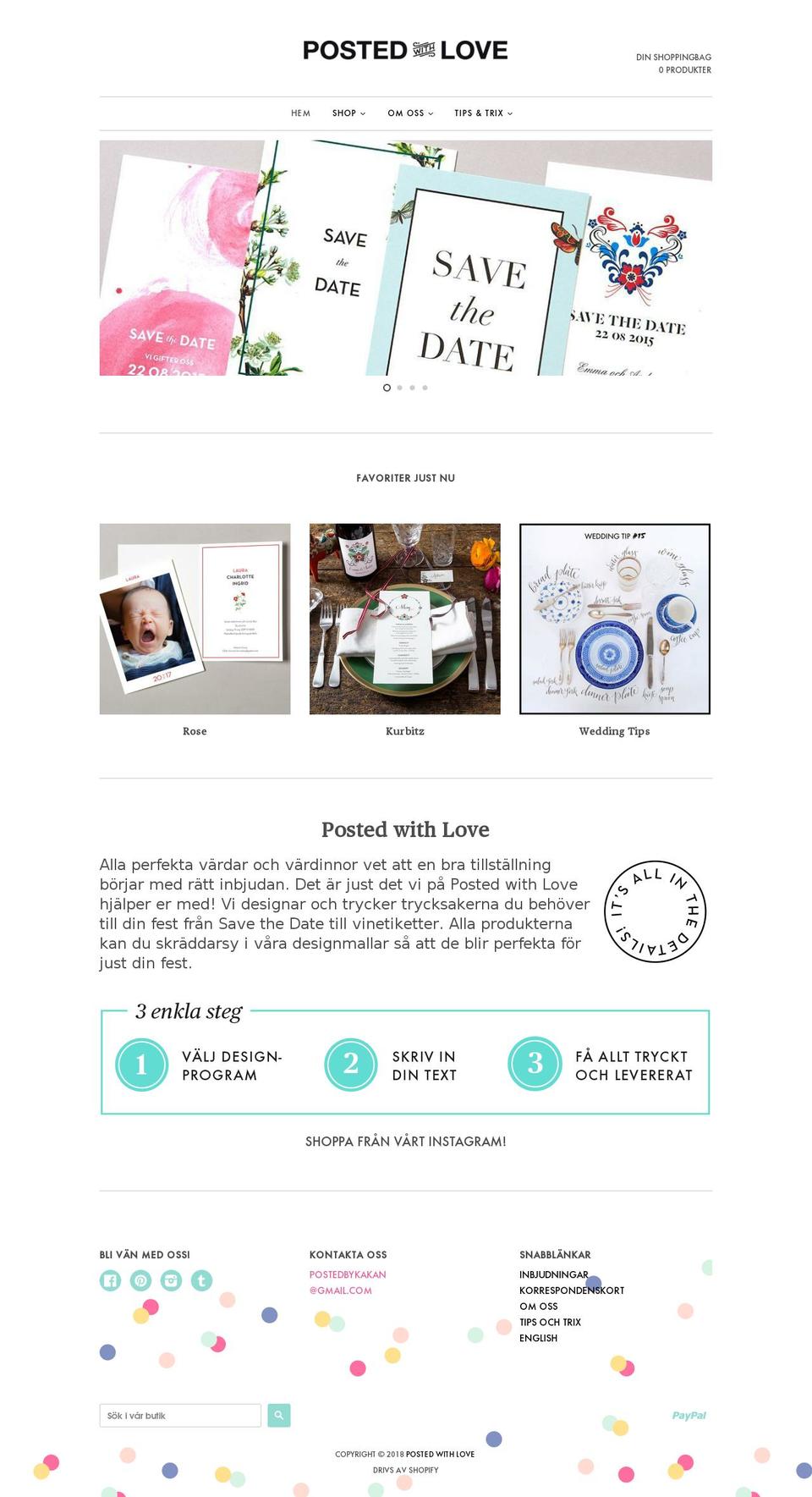 postedwithlove.se shopify website screenshot