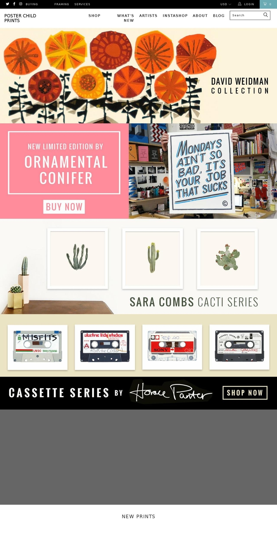 posterchildprints.com shopify website screenshot