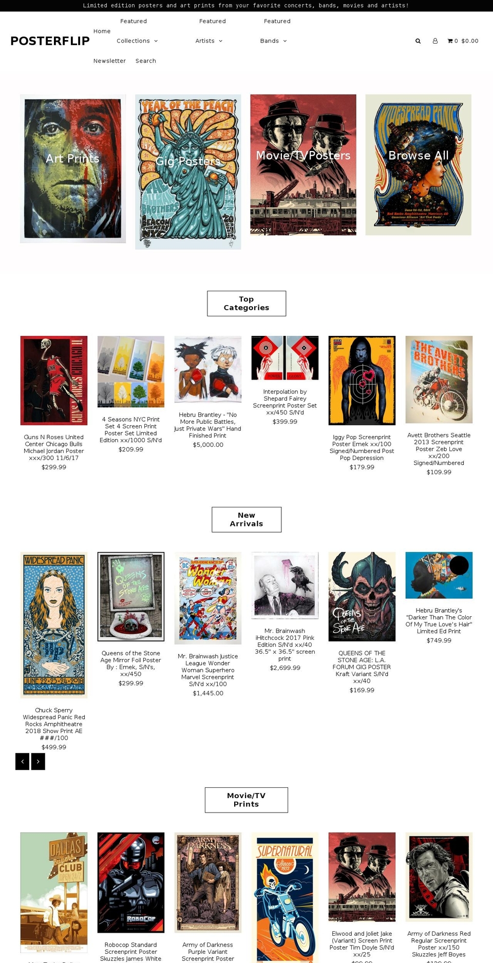 posterflip.com shopify website screenshot