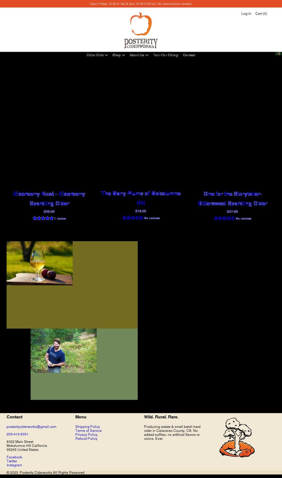 posterityciderworks.com shopify website screenshot
