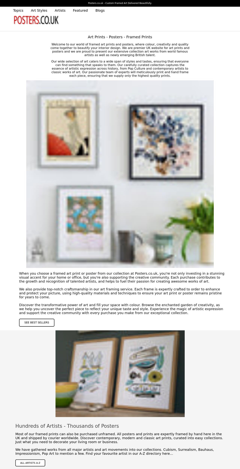 posters.co.uk shopify website screenshot