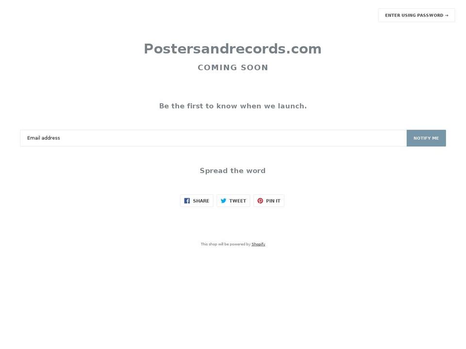 postersandrecords.com — Shopify storefront screenshot