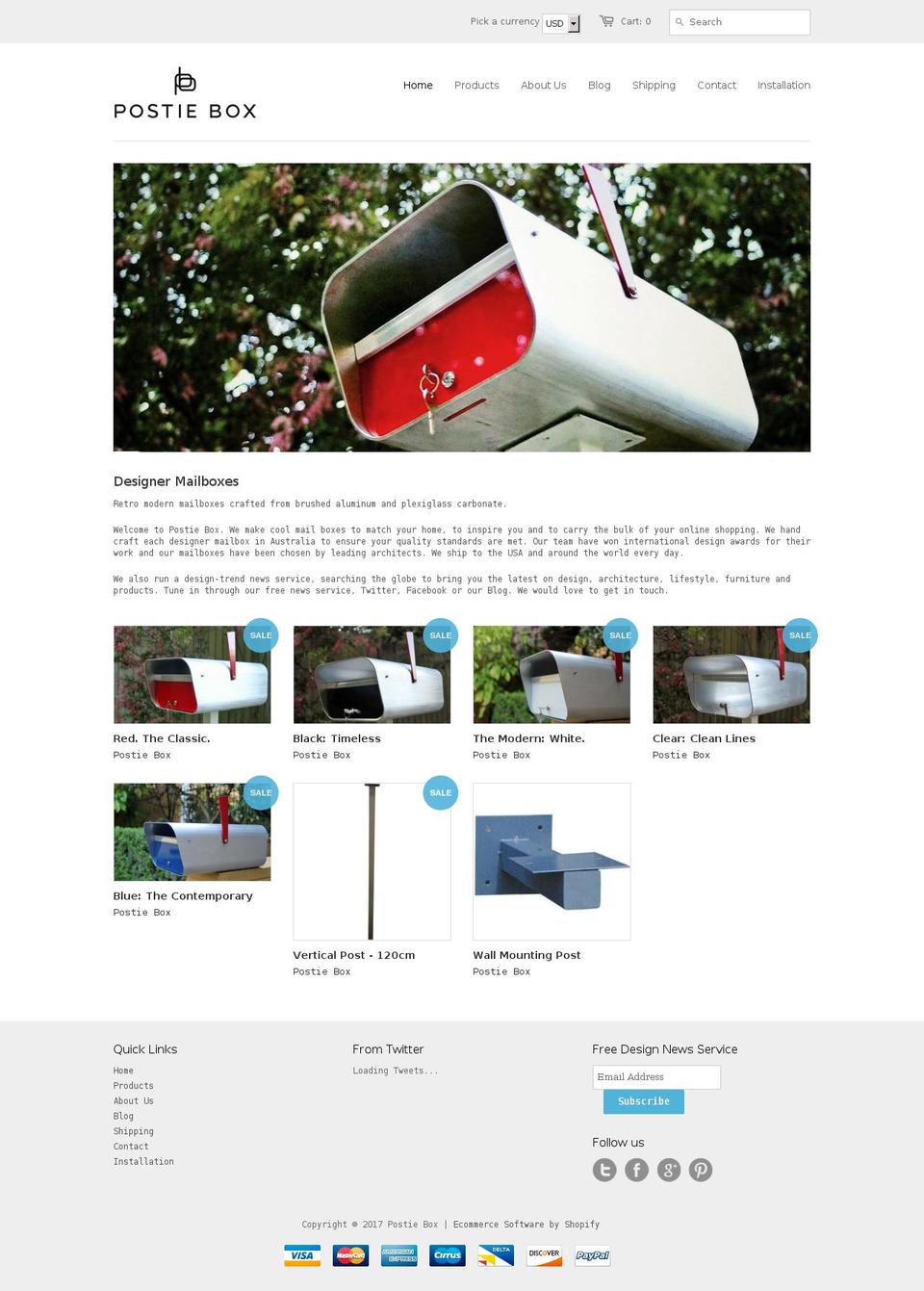 postiebox.com shopify website screenshot