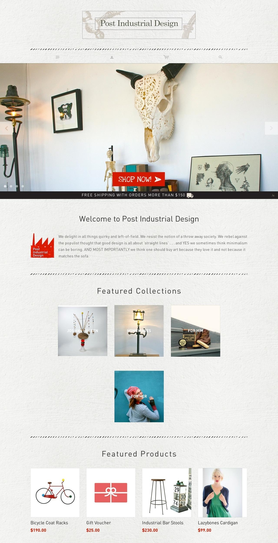 postindustrialdesign.com.au shopify website screenshot