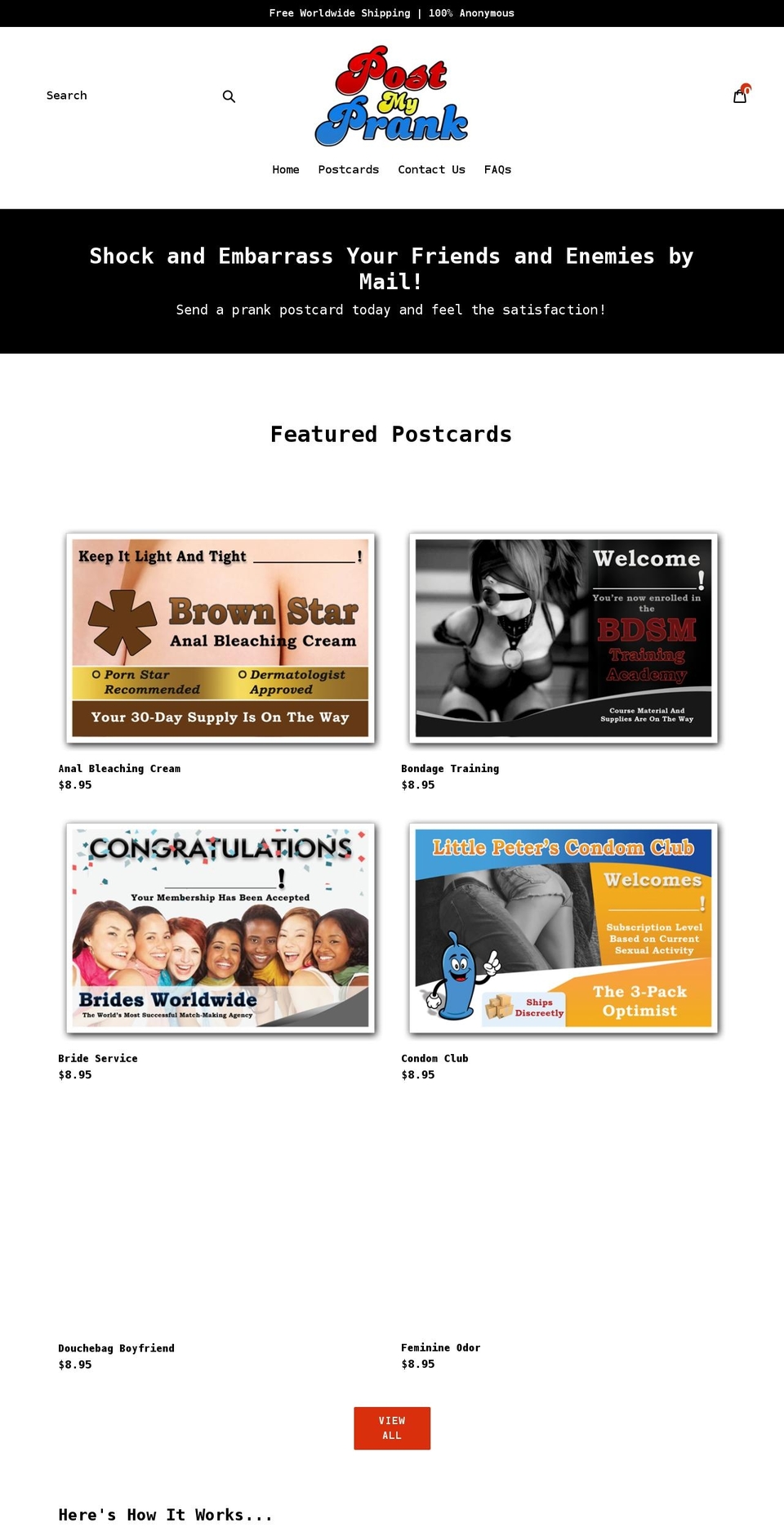 postmyprank.com shopify website screenshot