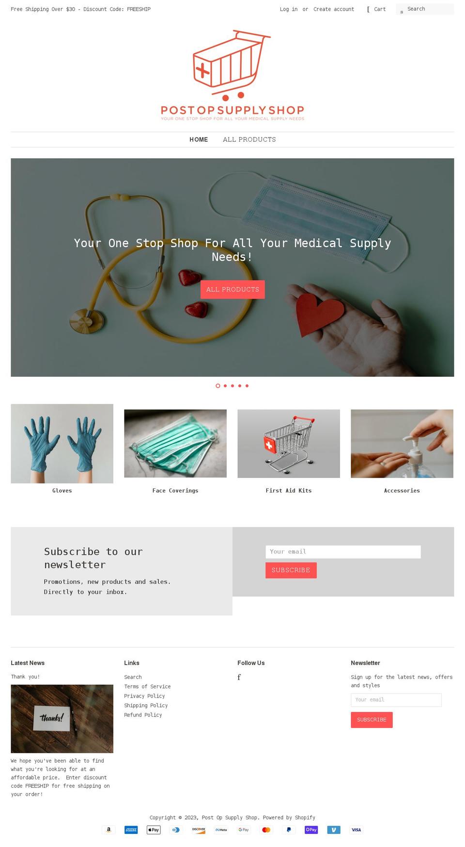 postopsupplyshop.com shopify website screenshot